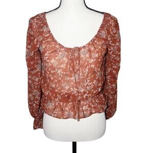 Love Tree Tops Women's Small Floral Boho Long Sleeve Blouse